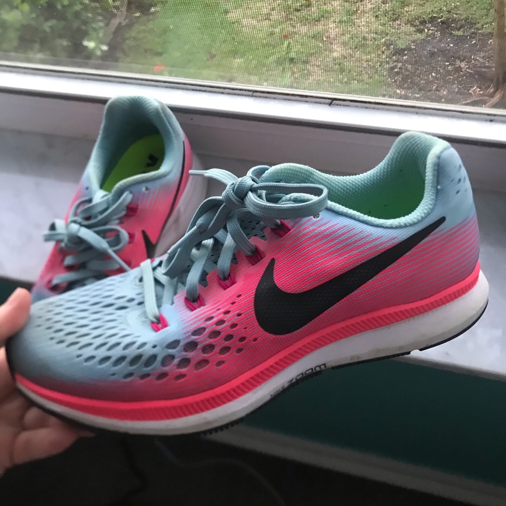 Pink/blue Women’s Nike running shoes, size 6.5